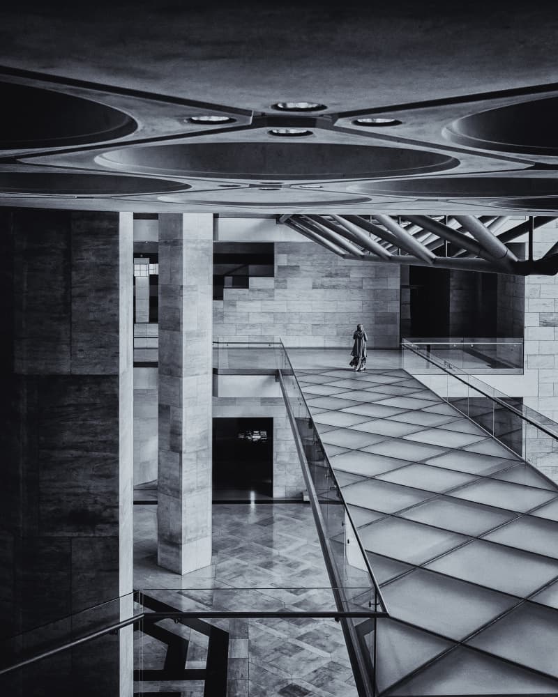 Geometric Hallway Solitary Figure by Ashley Sowter — canvas wall art