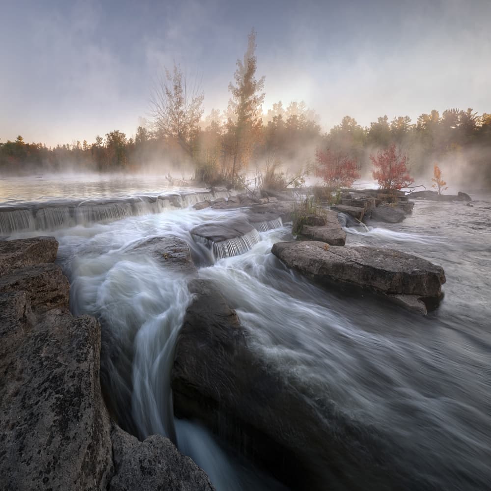 Misty River Falls by Larry Deng APA — canvas wall art