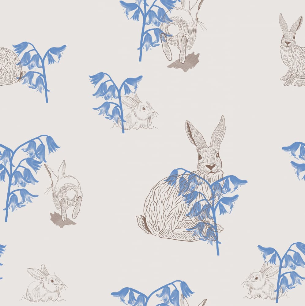 Bluebell Bunnies by Charlotte Trudgett — canvas wall art