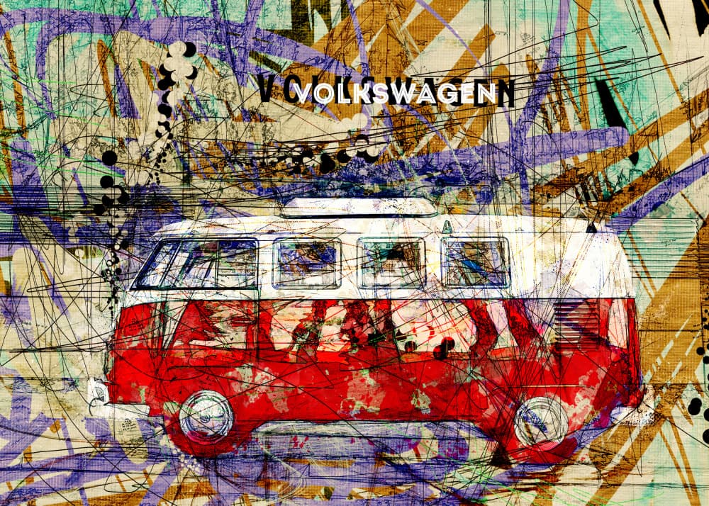 Colorful Retro Van Art by Lembayung senja studio [Vintage Poster] — canvas wall art