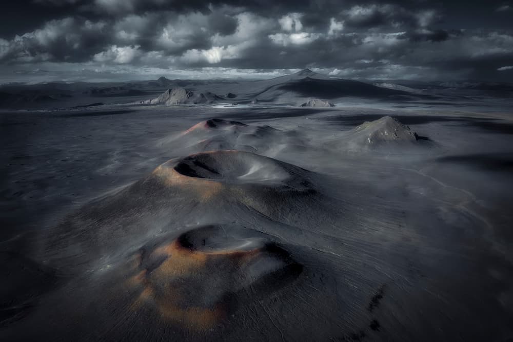 Moody Volcanic Craters by Michael Zheng — canvas wall art