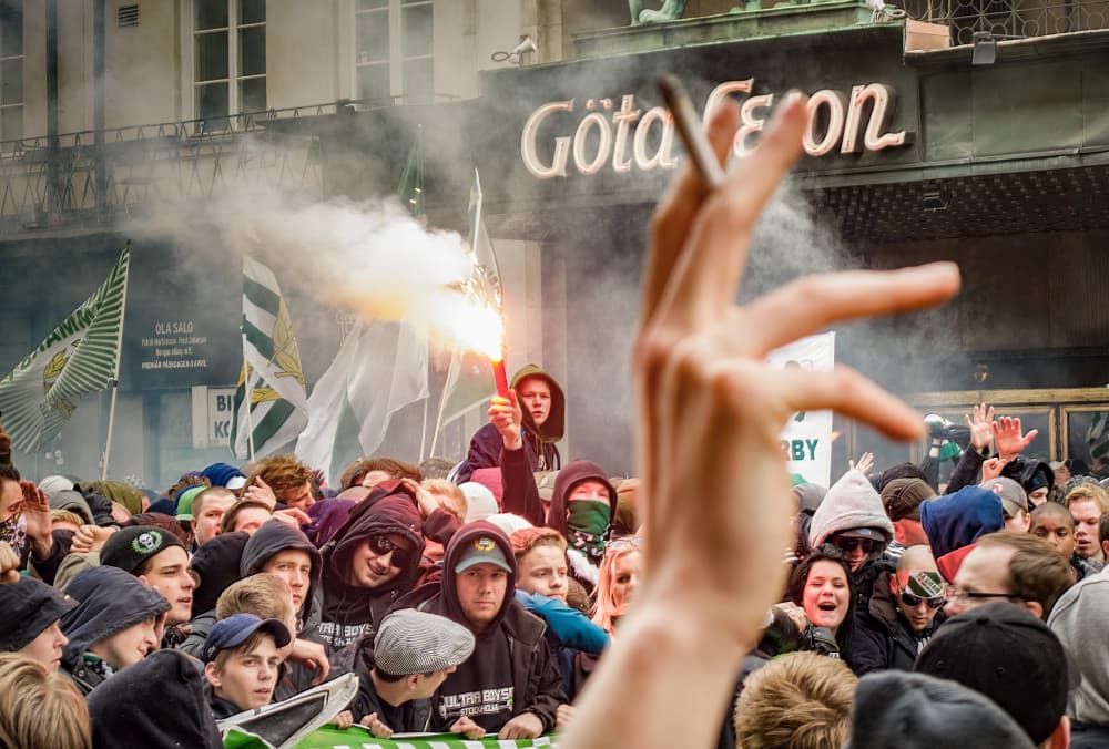 Energetic Street Crowd by Bjorn Bjornson — canvas wall art