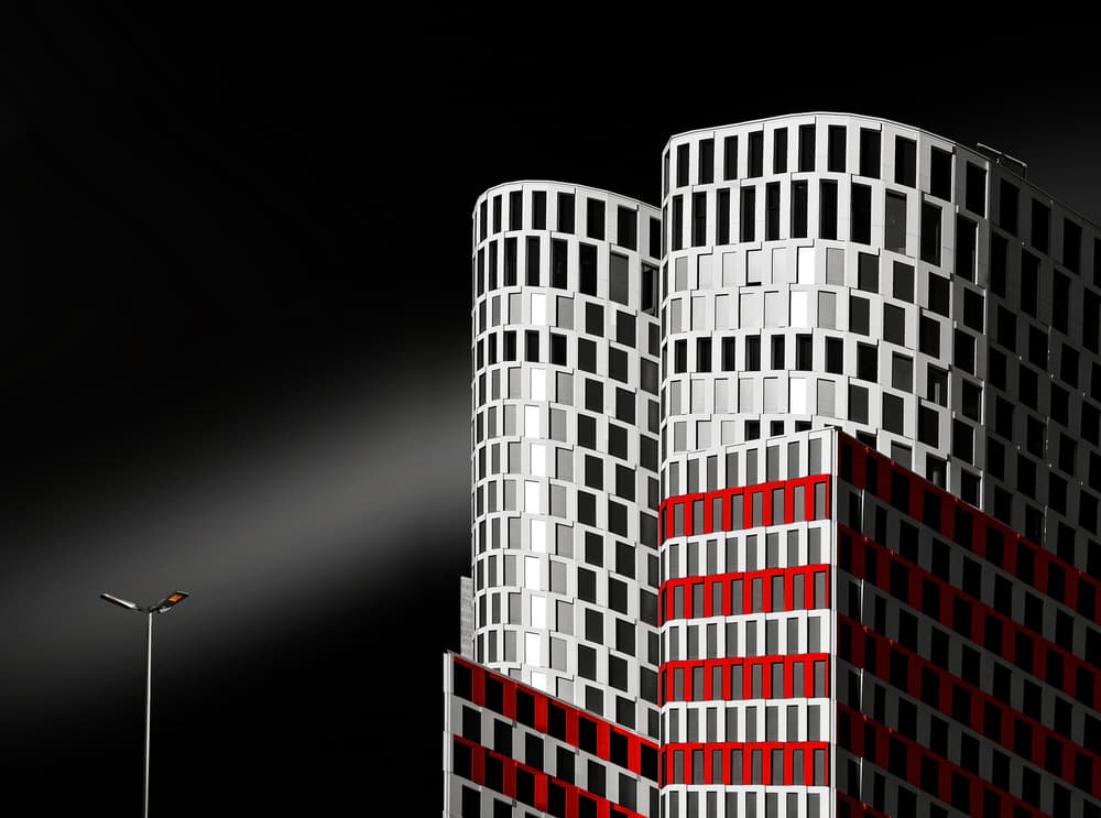 Geometric City Contrast by Tomasz Buczkowski ( Tomush ) — canvas wall art