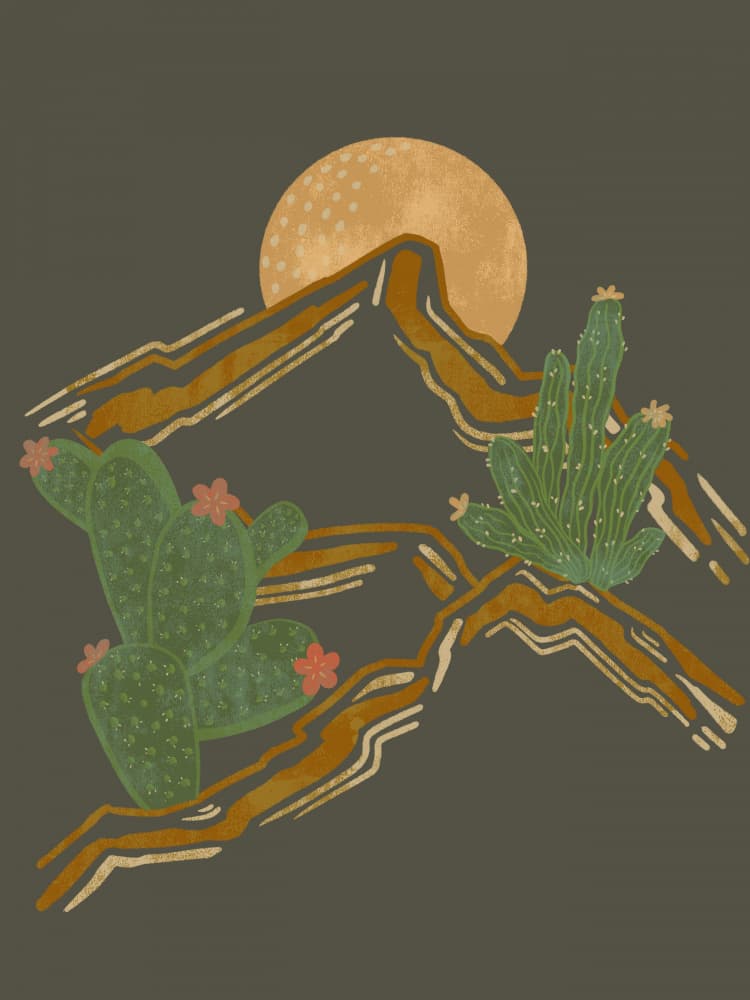 Desert Cacti Moon by Nikita Jariwala — canvas wall art