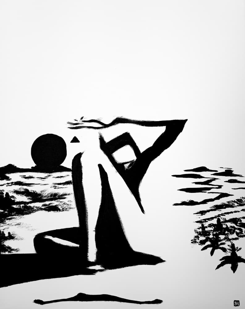 Seated Figure Desert Horizon by Ezekiel Y.D. Schmitt — canvas wall art