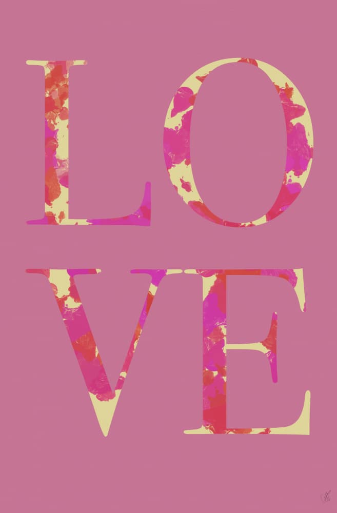 Pink Love Typography by Anne-Marie Volfova — canvas wall art
