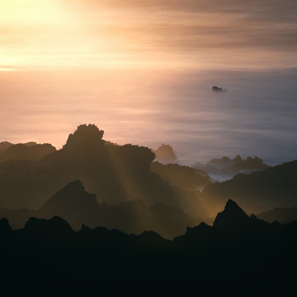Golden Mountain Rays by Aidong Ning — canvas wall art