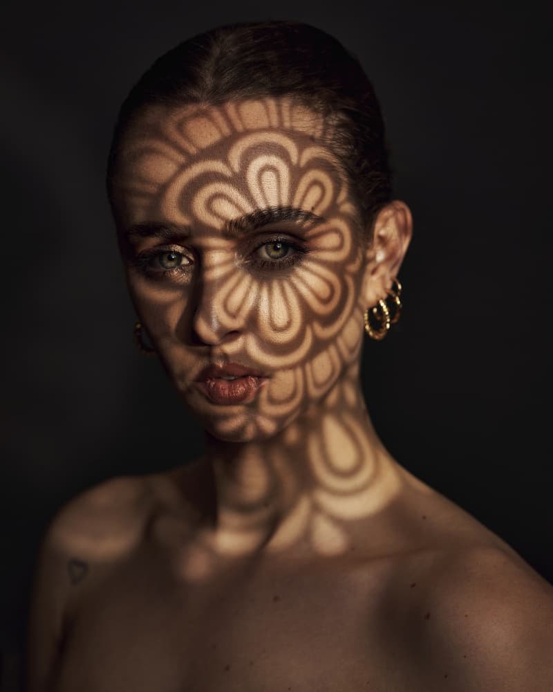 Patterned Shadow Portrait by Denis — canvas wall art
