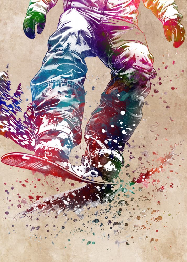 Colorful Snowboarder Action by Justyna Jaszke — canvas wall art