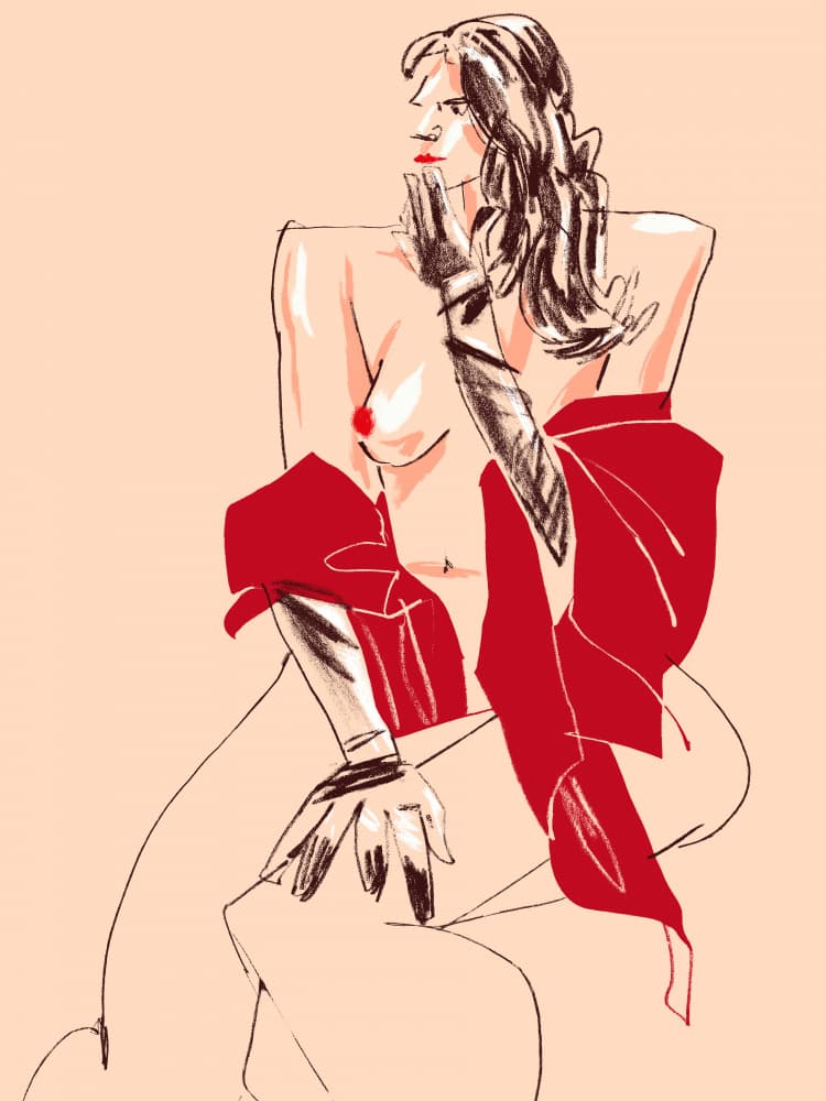 Girl With Gloves Beige by Francesco Gulina — canvas wall art