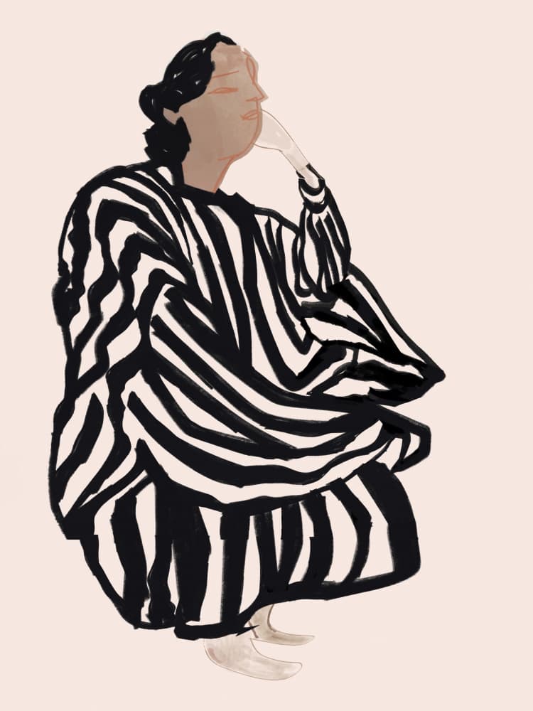 Pensive Striped Figure by casa cartissi — canvas wall art