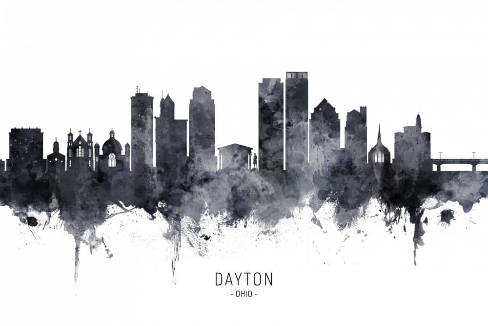 Dayton Ohio Skyline by Michael Tompsett — canvas wall art