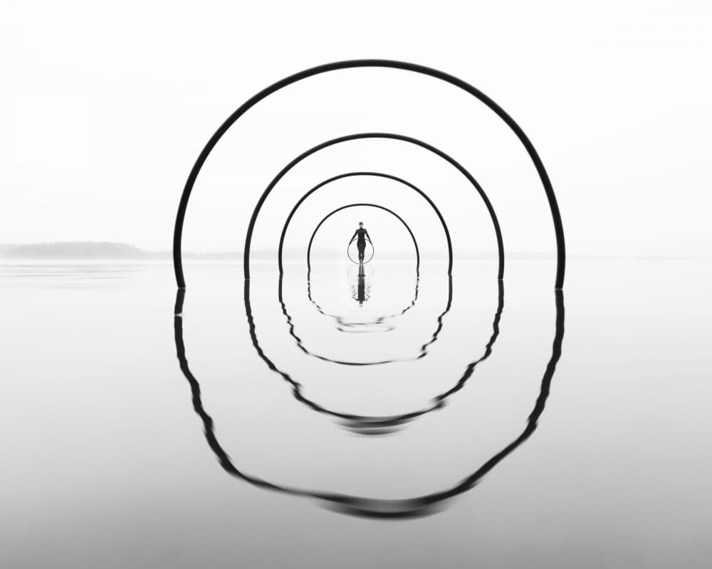 Walking Through Reflective Rings by Leszek Paradowski — canvas wall art