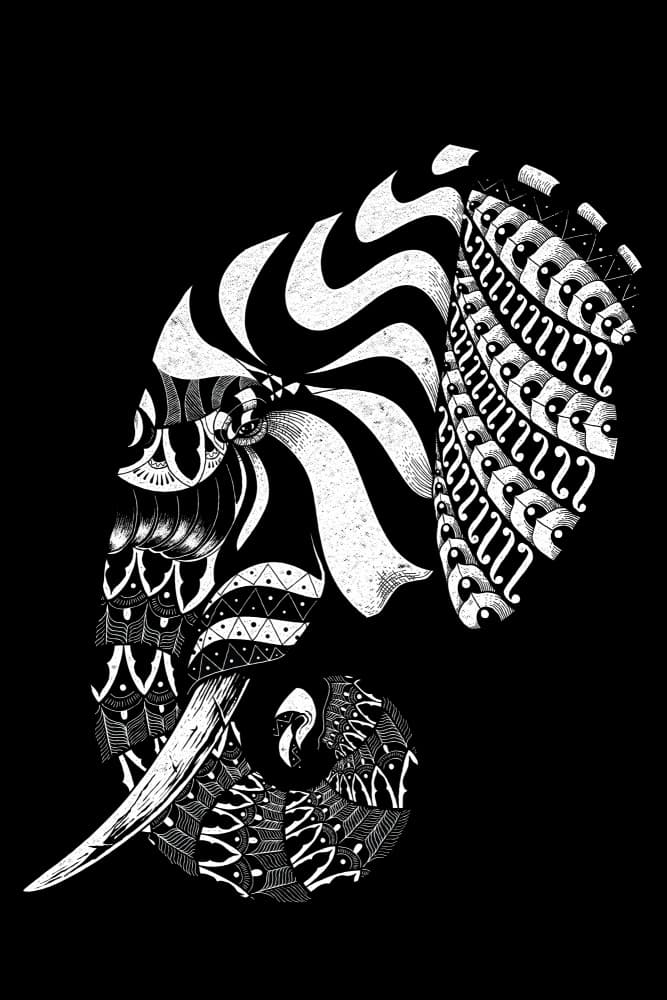 Patterned Elephant Head by jay stanley — canvas wall art