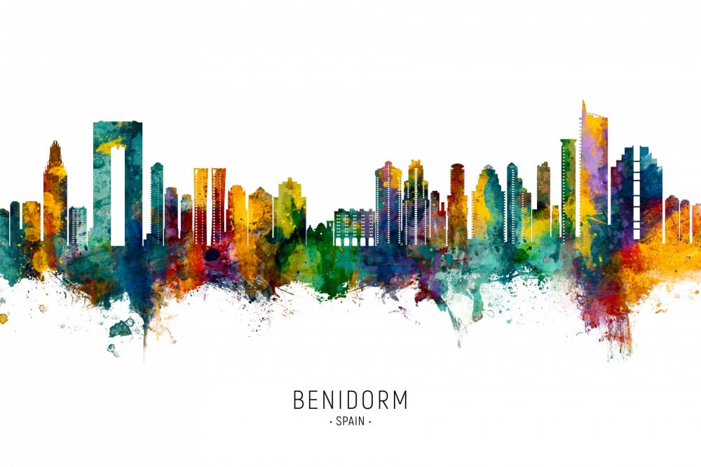 Vibrant Benidorm Skyline by Michael Tompsett — canvas wall art
