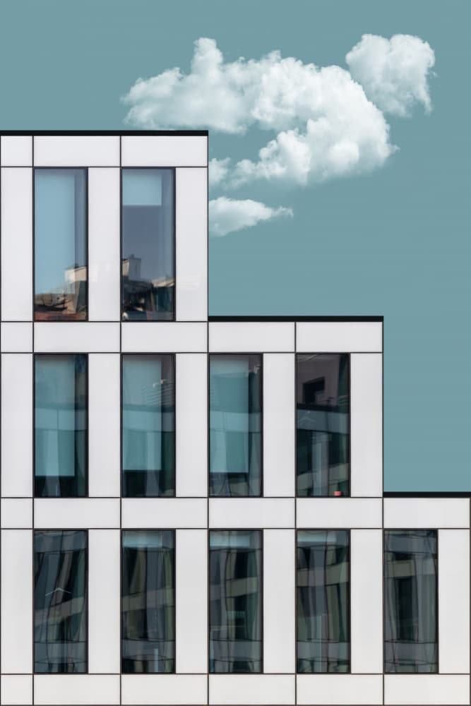 Modern Building Clouds by Andrea Comari — canvas wall art