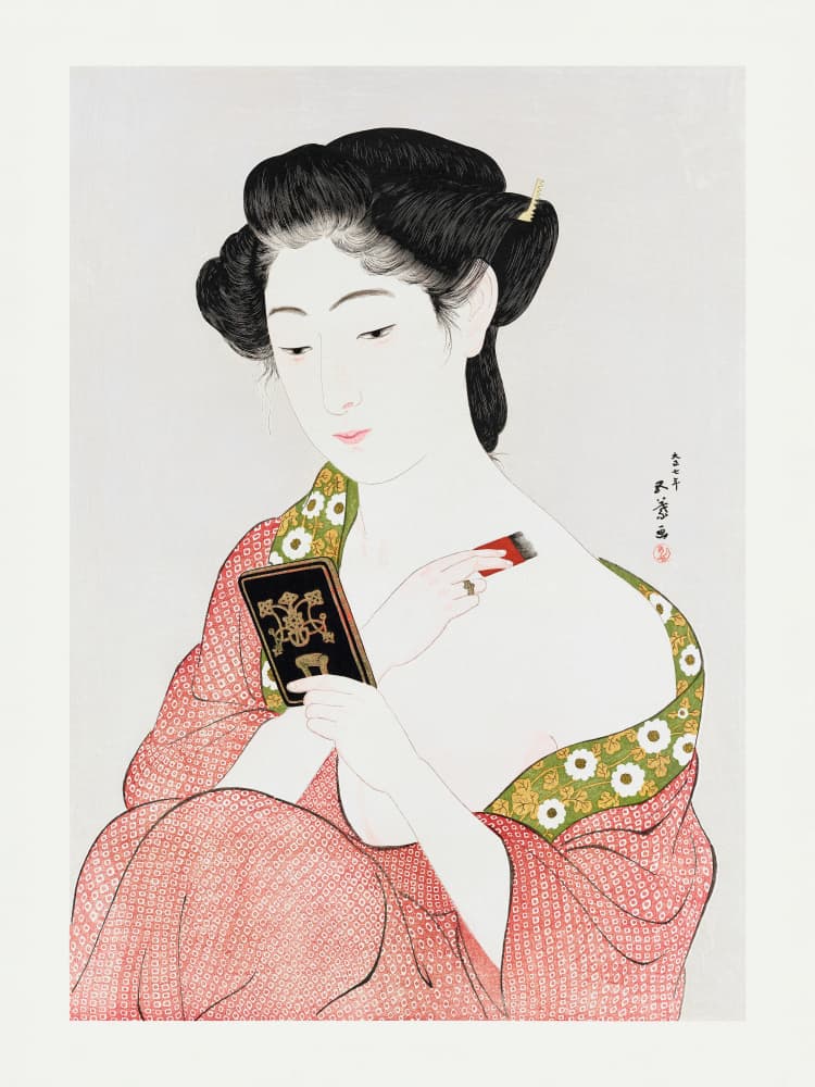 Japanese Woman Applying Powder (1918) by Hashiguchi Goyo — canvas wall art