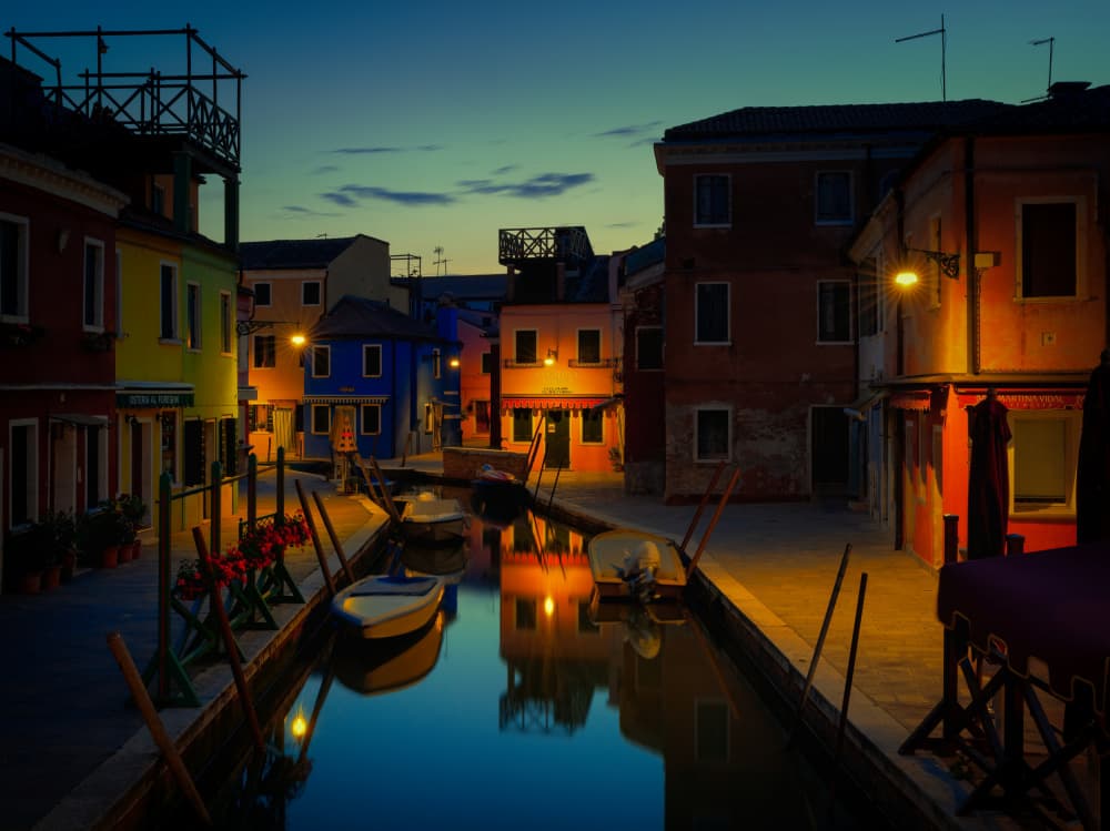 Colorful Canal Evening by Tommaso Pessotto — canvas wall art