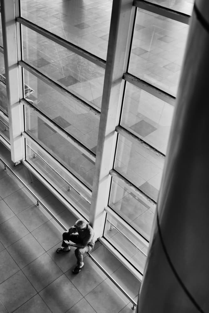 Solitary Figure Modern Window by Kieron Long — canvas wall art