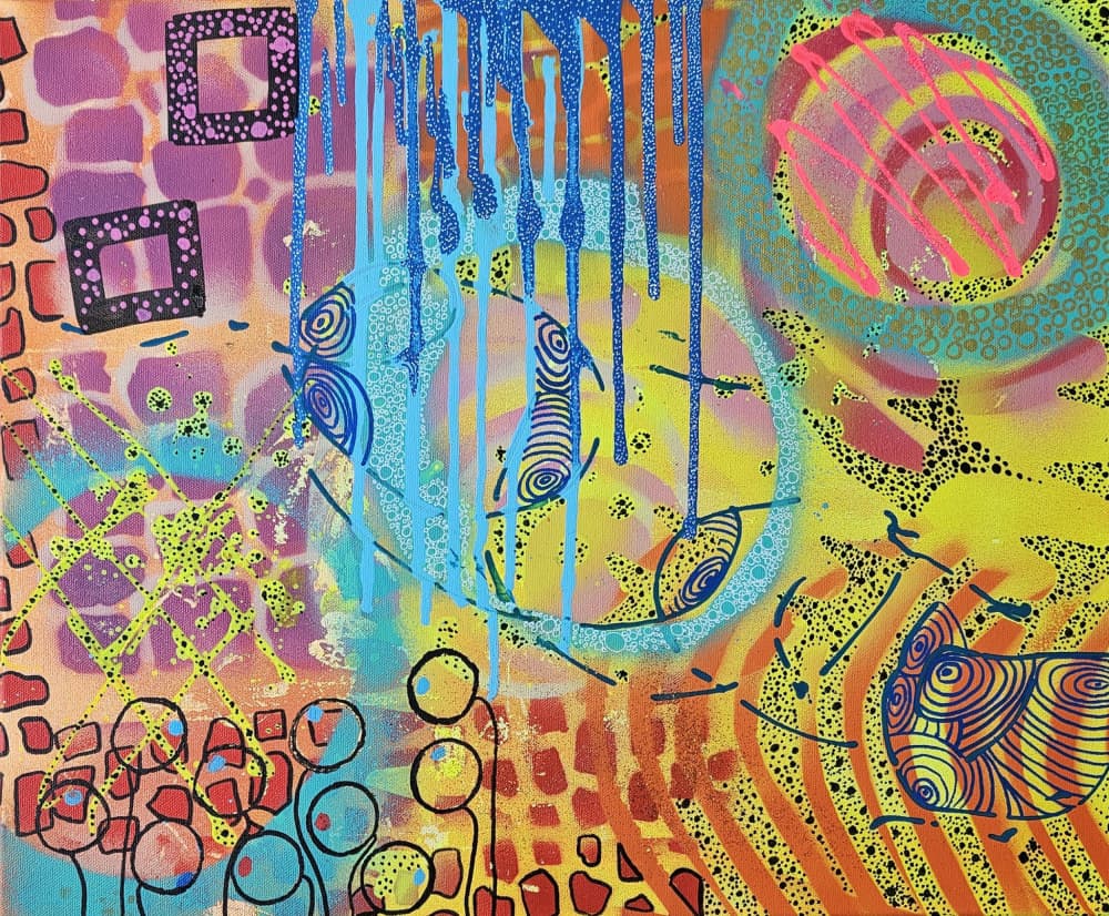 Vibrant Abstract Drips by Olea Huuska — canvas wall art