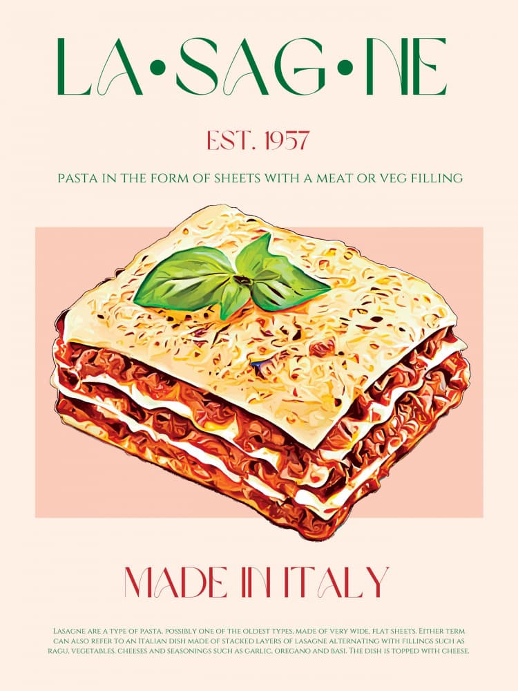 Classic Italian Lasagna by Nazma Khokhar — canvas wall art
