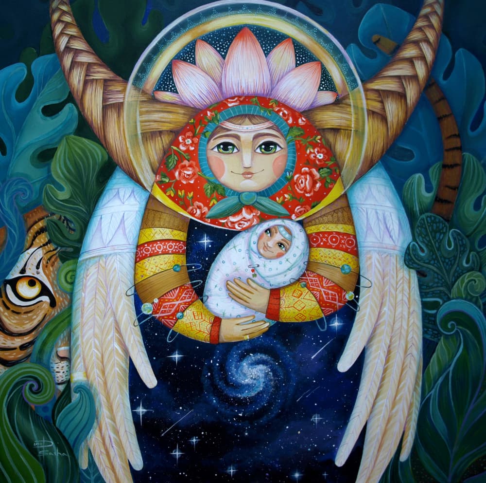 Cosmic Mother and Child by Aleksandra Paranchenko — canvas wall art