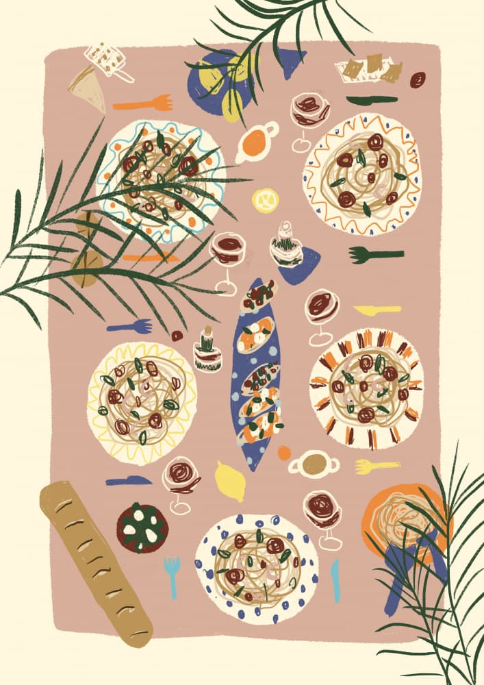 Cozy Pasta Table by Studio Dolci — canvas wall art