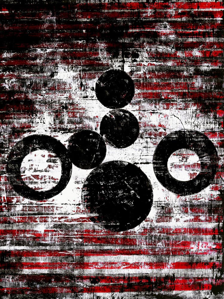 Red Grunge Circles by Petr Strnad — canvas wall art