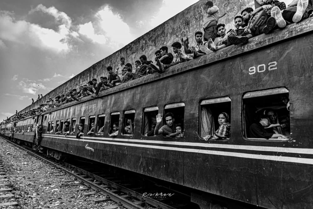 Crowded Train Journey by Rakibul Alam Khan — canvas wall art