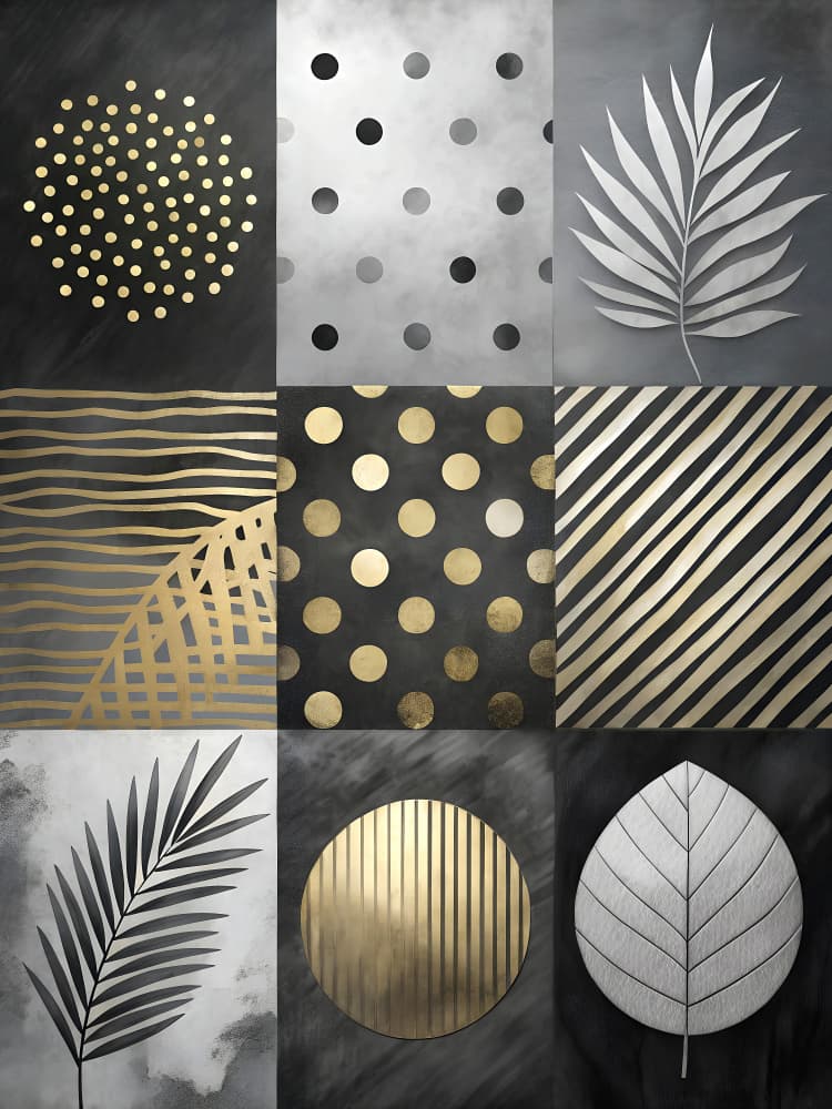 Black Gold Modern Patterns by Miguel Bruzual — canvas wall art