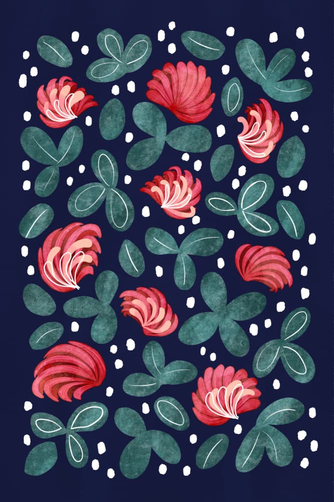 Stylized Red Clover by EMELIEmaria — canvas wall art