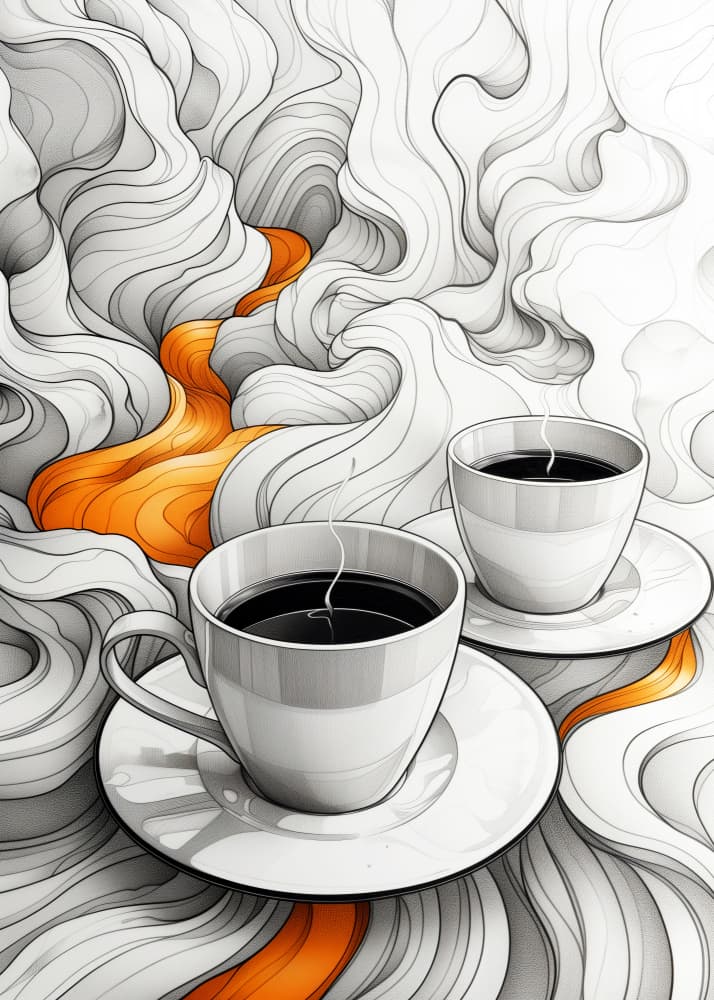 Orange Coffee Streams by Justyna Jaszke — canvas wall art