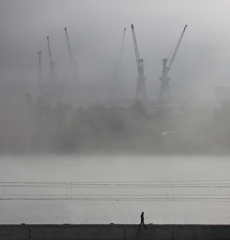 Misty Harbor Walk by Anna Niemiec — canvas wall art