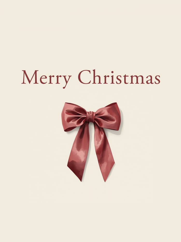 Merry Christmas Bow by Elizabeth C — canvas wall art