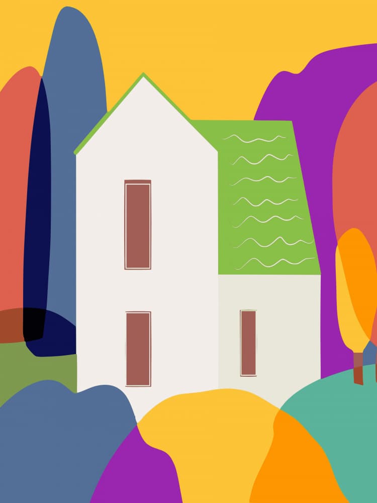 Colorful Countryside Home by Little Dean — canvas wall art