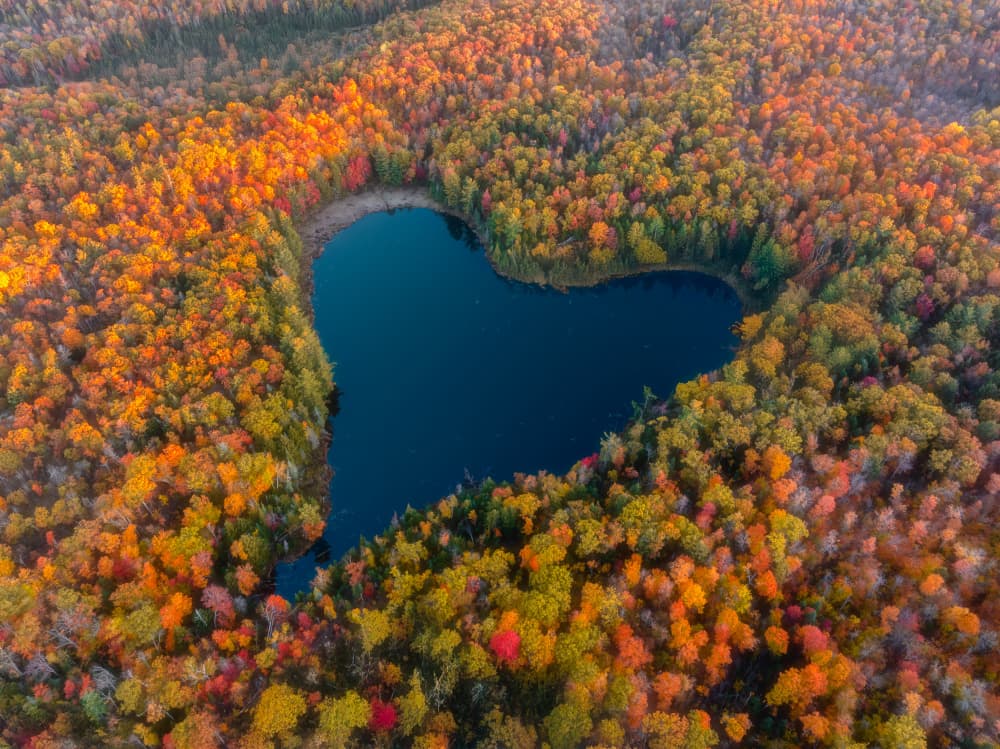 Autumn Heart Lake by Jianshu — canvas wall art