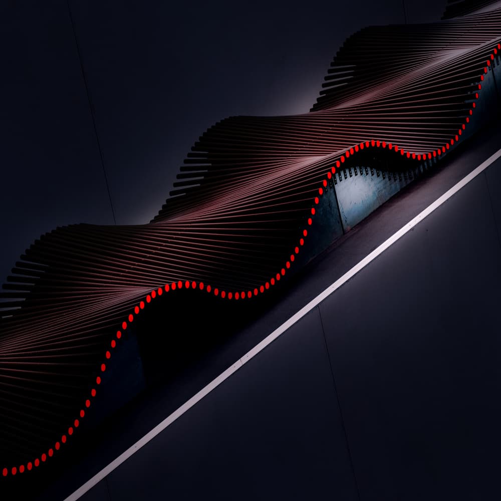 Dynamic Architectural Red Glow by Marc Huybrighs — canvas wall art