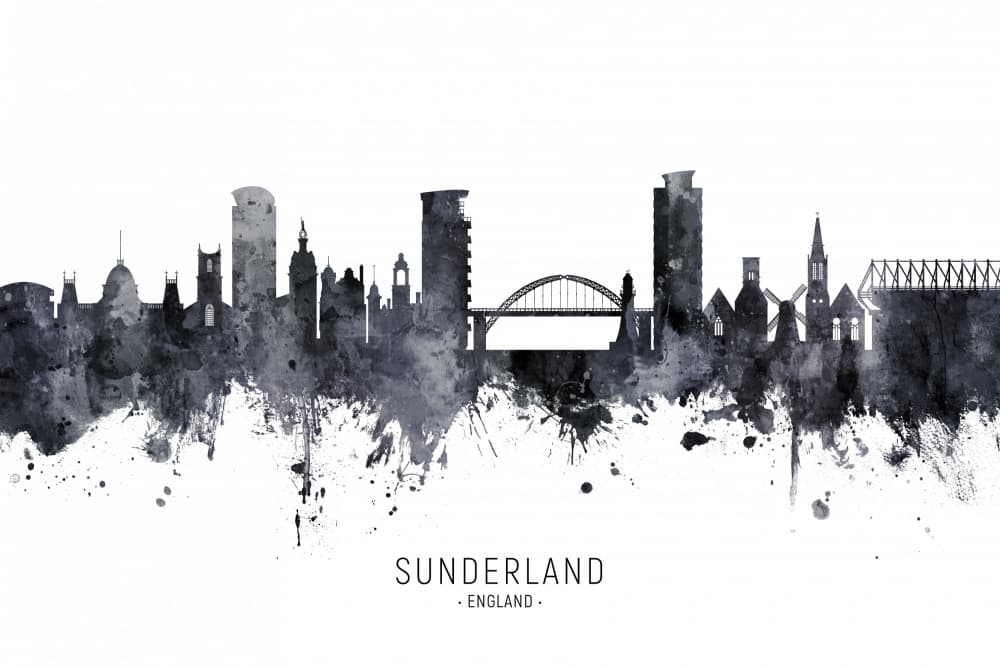 Sunderland City Skyline by Michael Tompsett — canvas wall art
