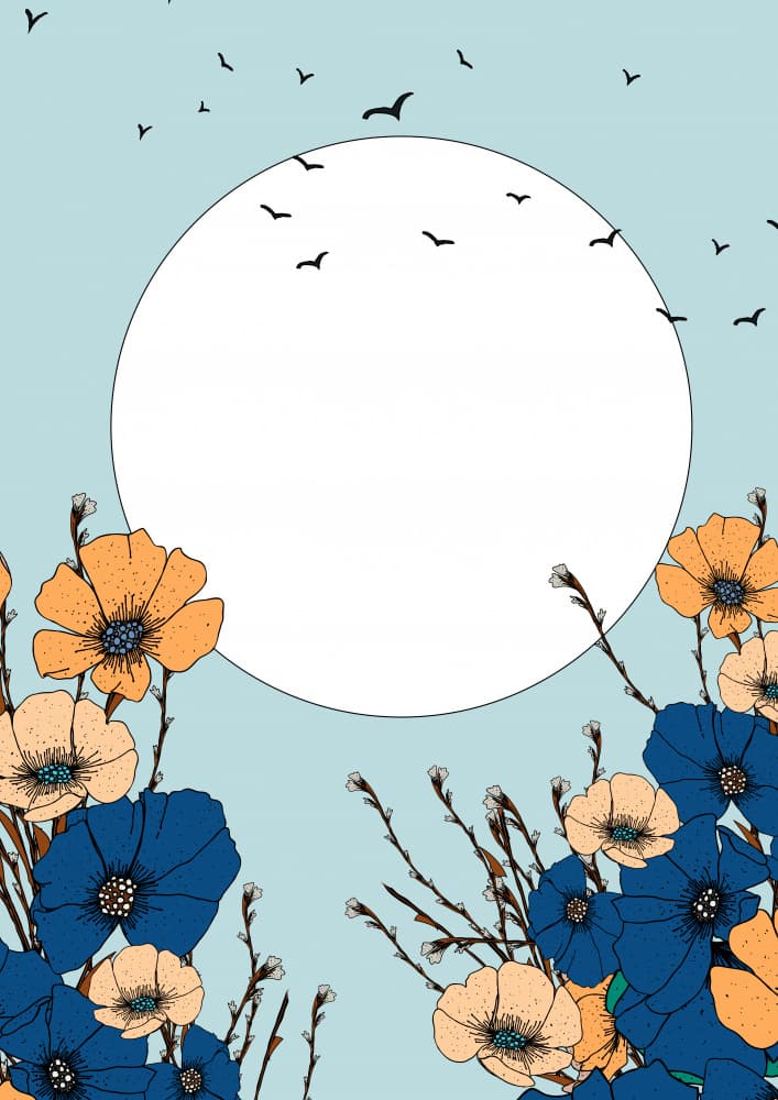 Birds Over Blooming Poppies by Nicholas — canvas wall art