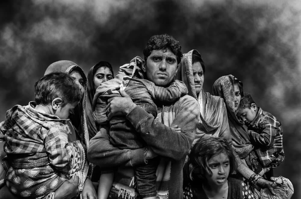 Black White Group Portrait by JOYRAJ SAMANTA — canvas wall art