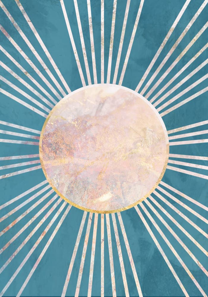 Golden Sunburst Rays by Sarah Manovski — canvas wall art