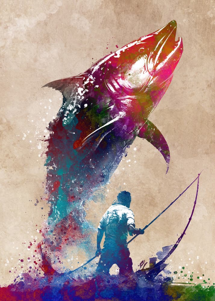 Jumping Tuna Fisherman by Justyna Jaszke — canvas wall art