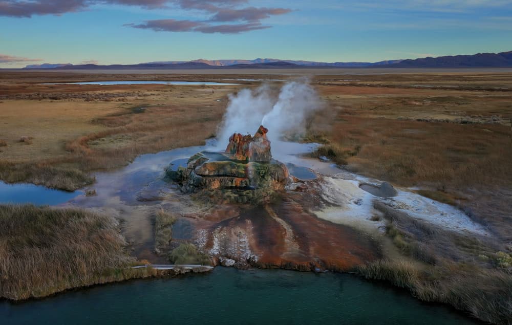 Steaming Geyser Landscape by ANNA AN — canvas wall art