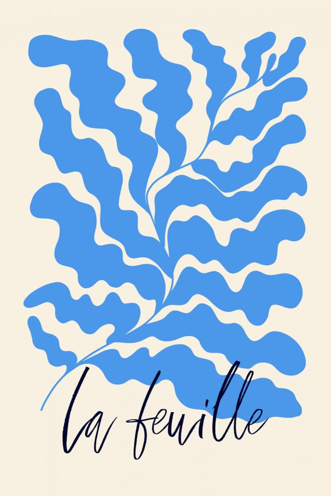 Wavy Blue Leaf Shape by Talitha McQueen — canvas wall art