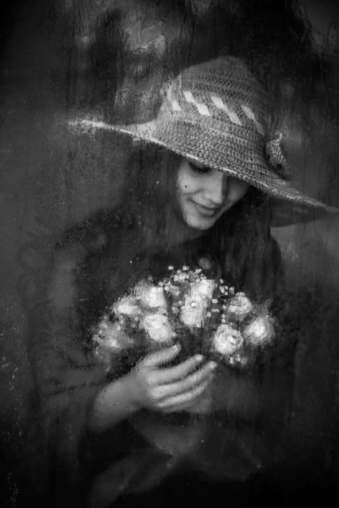 Dreamy Girl with Roses by Ummu Nisan Kandilcioglu — canvas wall art
