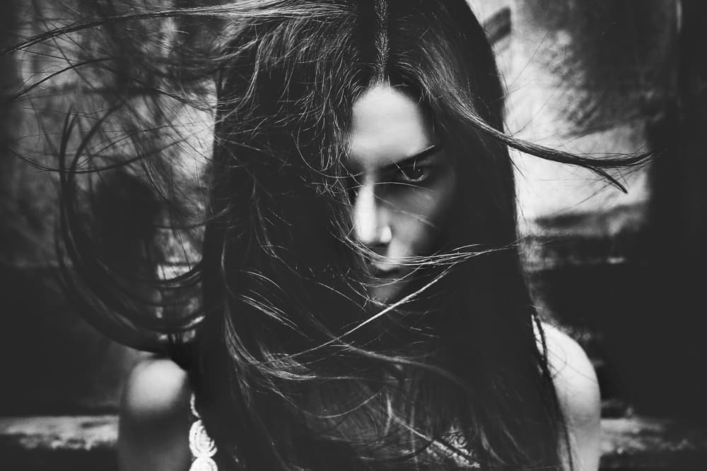 Intense Windblown Gaze by Abr Abe — canvas wall art