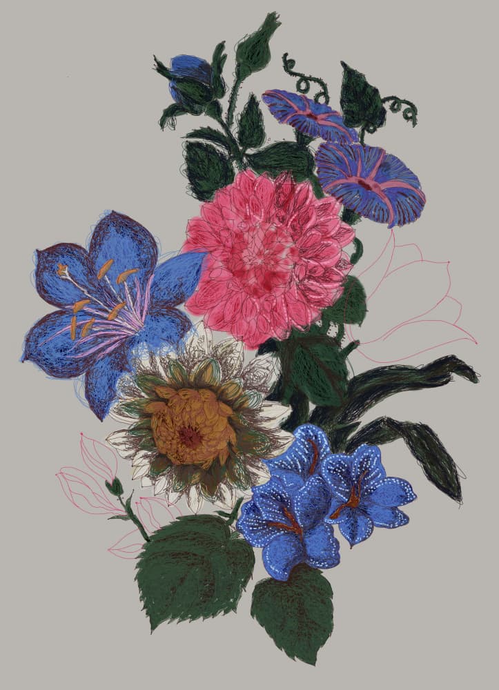 Lively Floral Illustration by XHOZUCAN — canvas wall art