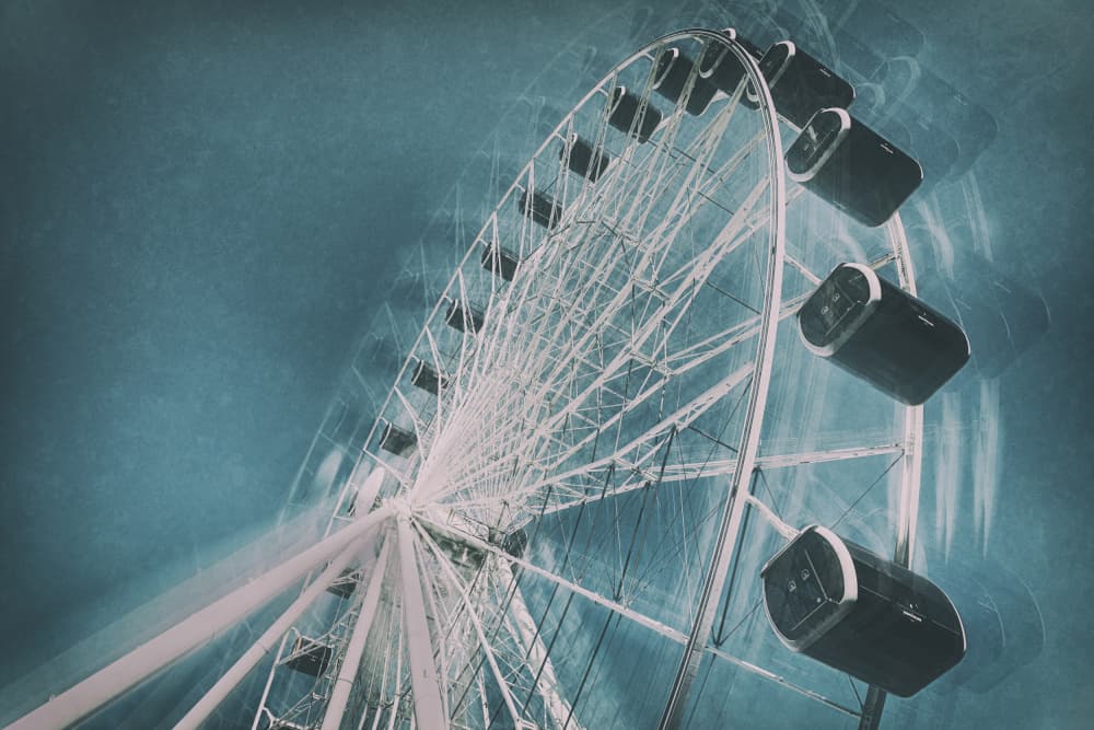 Dreamy Teal Ferris Wheel by Roswitha Schleicher-Schwarz — canvas wall art