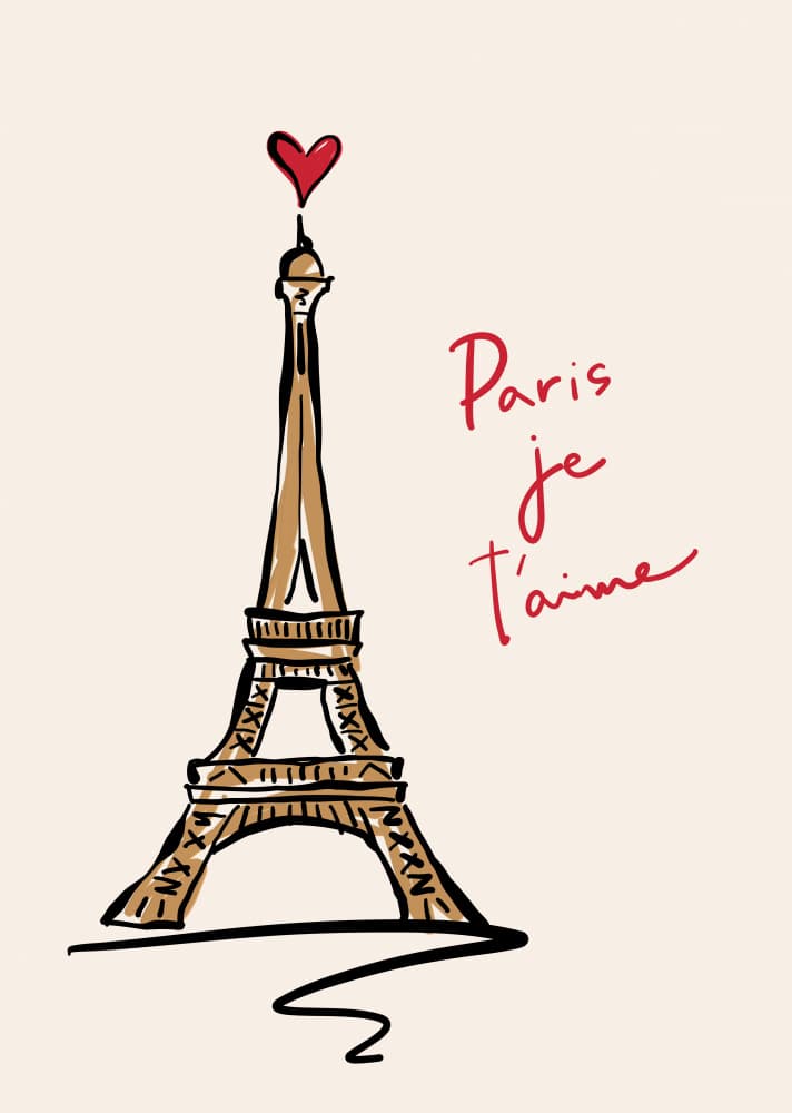 Eiffel Tower Love Sketch by Rio Soléy — canvas wall art