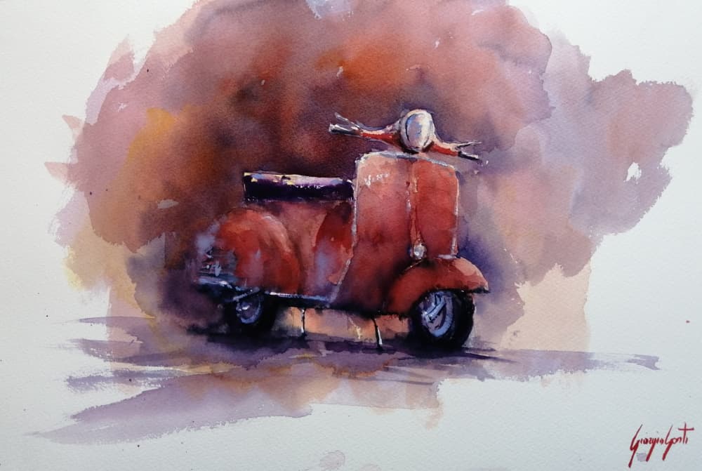 Classic Red Scooter by Giorgio Gosti — canvas wall art